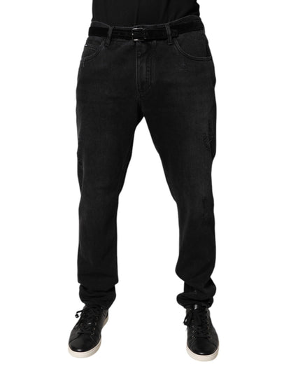 Dolce & Gabbana Black Cotton Skinny Men Denim Jeans - Sandy Store ByNet