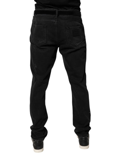 Dolce & Gabbana Black Cotton Skinny Men Denim Jeans - Sandy Store ByNet