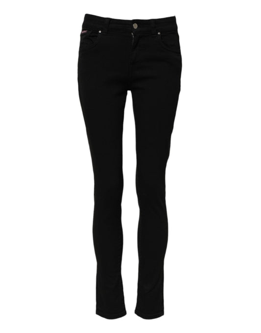 Dolce & Gabbana Black Cotton Skinny Mid Waist Denim Jeans – IT38 | XS par Dolce & Gabbana | Disponible sur Sandy Store ByNet
