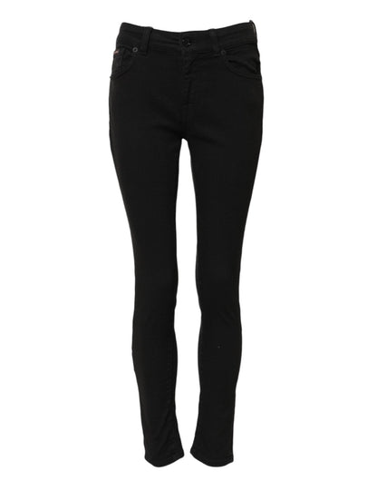Dolce & Gabbana Black Cotton Skinny Mid Waist Denim Jeans – IT38 | XS par Dolce & Gabbana | Disponible sur Sandy Store ByNet
