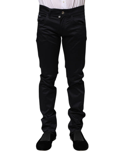 Dolce & Gabbana Black Cotton Skinny Mid Waist Pants – IT44 | XS par Dolce & Gabbana | Disponible sur Sandy Store ByNet