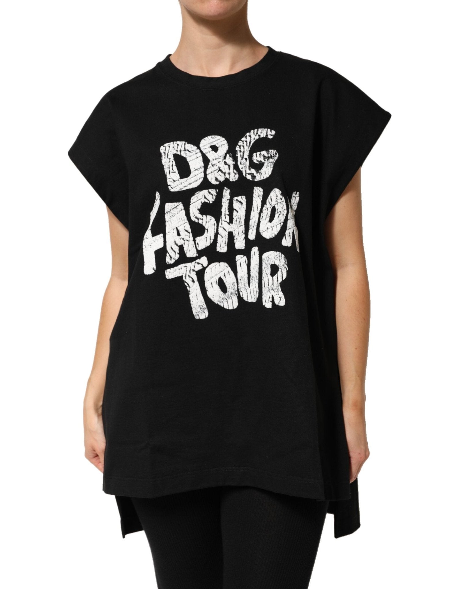 Dolce & Gabbana Black Cotton Sleeveless DG Fashion Top – IT40|S par Dolce & Gabbana | Disponible sur Sandy Store ByNet