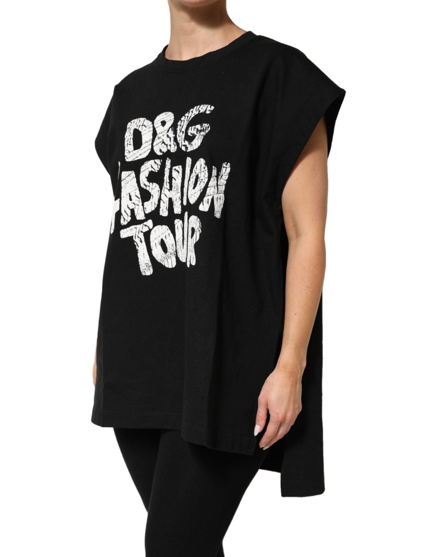 Dolce & Gabbana Black Cotton Sleeveless DG Fashion Top – IT40|S par Dolce & Gabbana | Disponible sur Sandy Store ByNet