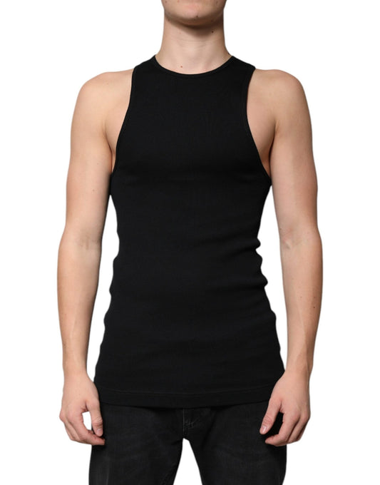 Dolce & Gabbana Black Cotton Sleeveless Round Neck Tank T-shirt – IT50 | L par Dolce & Gabbana | Disponible sur Sandy Store ByNet