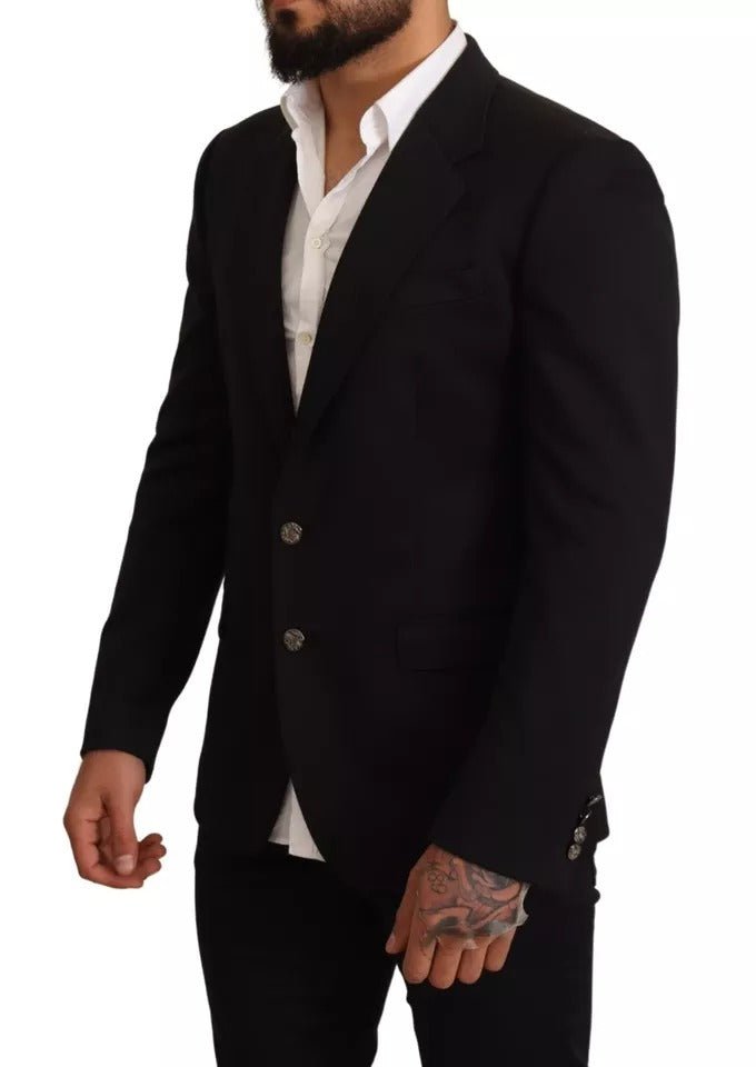 Dolce & Gabbana Black Cotton Slim Fit Coat Jacket Blazer - Sandy Store ByNet