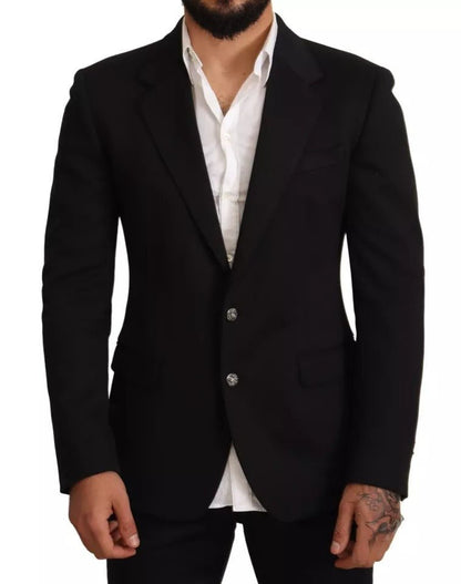 Dolce & Gabbana Black Cotton Slim Fit Coat Jacket Blazer - Sandy Store ByNet