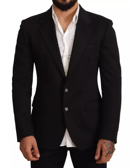 Dolce & Gabbana Black Cotton Slim Fit Coat Jacket Blazer - Sandy Store ByNet