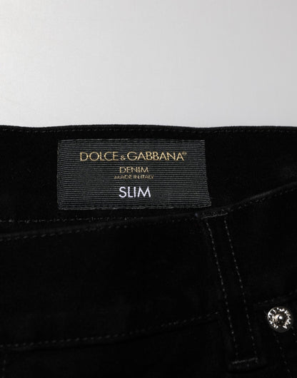 Dolce & Gabbana Black Cotton Slim Fit Denim Trouser Jeans – IT60 | 3XL par Dolce & Gabbana | Disponible sur Sandy Store ByNet