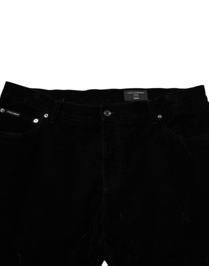 Dolce & Gabbana Black Cotton Slim Fit Denim Trouser Jeans – IT60 | 3XL par Dolce & Gabbana | Disponible sur Sandy Store ByNet