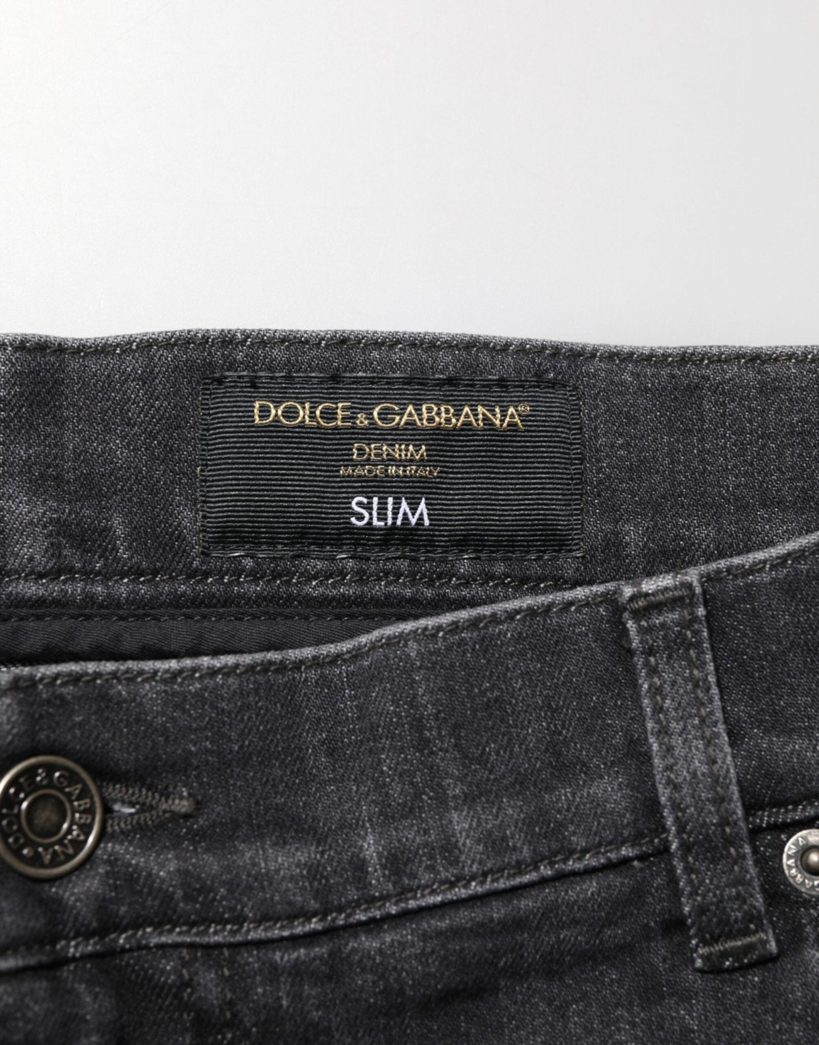 Dolce & Gabbana Black Cotton Slim Fit Distressed Ripped Logo Jeans – IT44 | XS par Dolce & Gabbana | Disponible sur Sandy Store ByNet