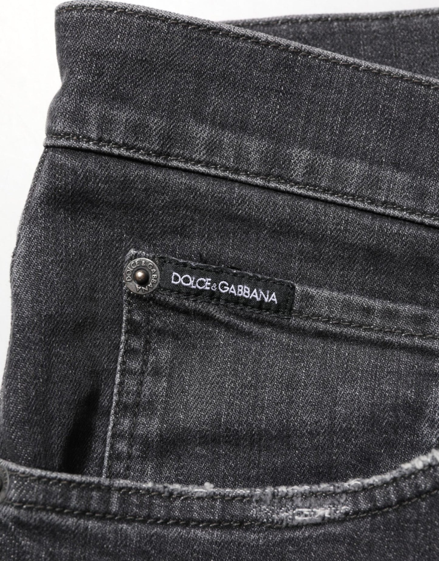 Dolce & Gabbana Black Cotton Slim Fit Distressed Ripped Logo Jeans – IT44 | XS par Dolce & Gabbana | Disponible sur Sandy Store ByNet