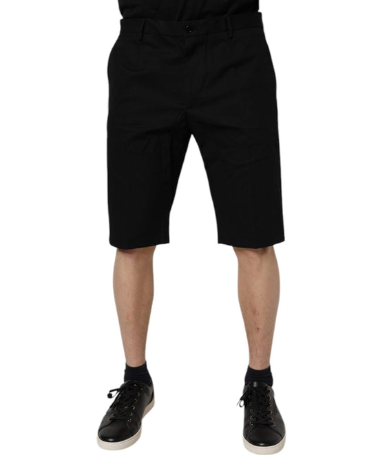 Dolce & Gabbana Black Cotton Stretch Mid Waist Bermuda Shorts - Sandy Store ByNet