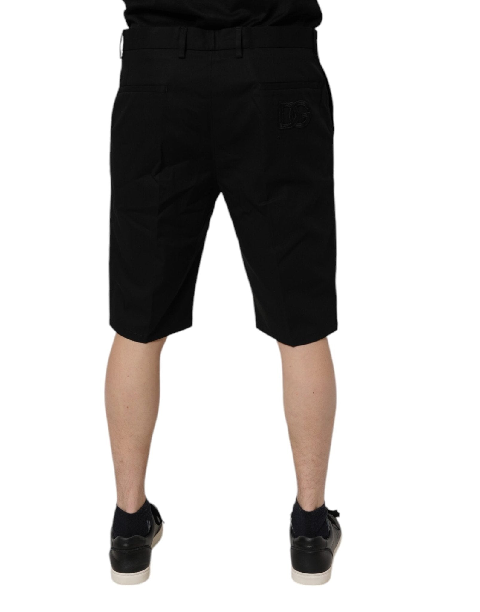 Dolce & Gabbana Black Cotton Stretch Mid Waist Bermuda Shorts - Sandy Store ByNet