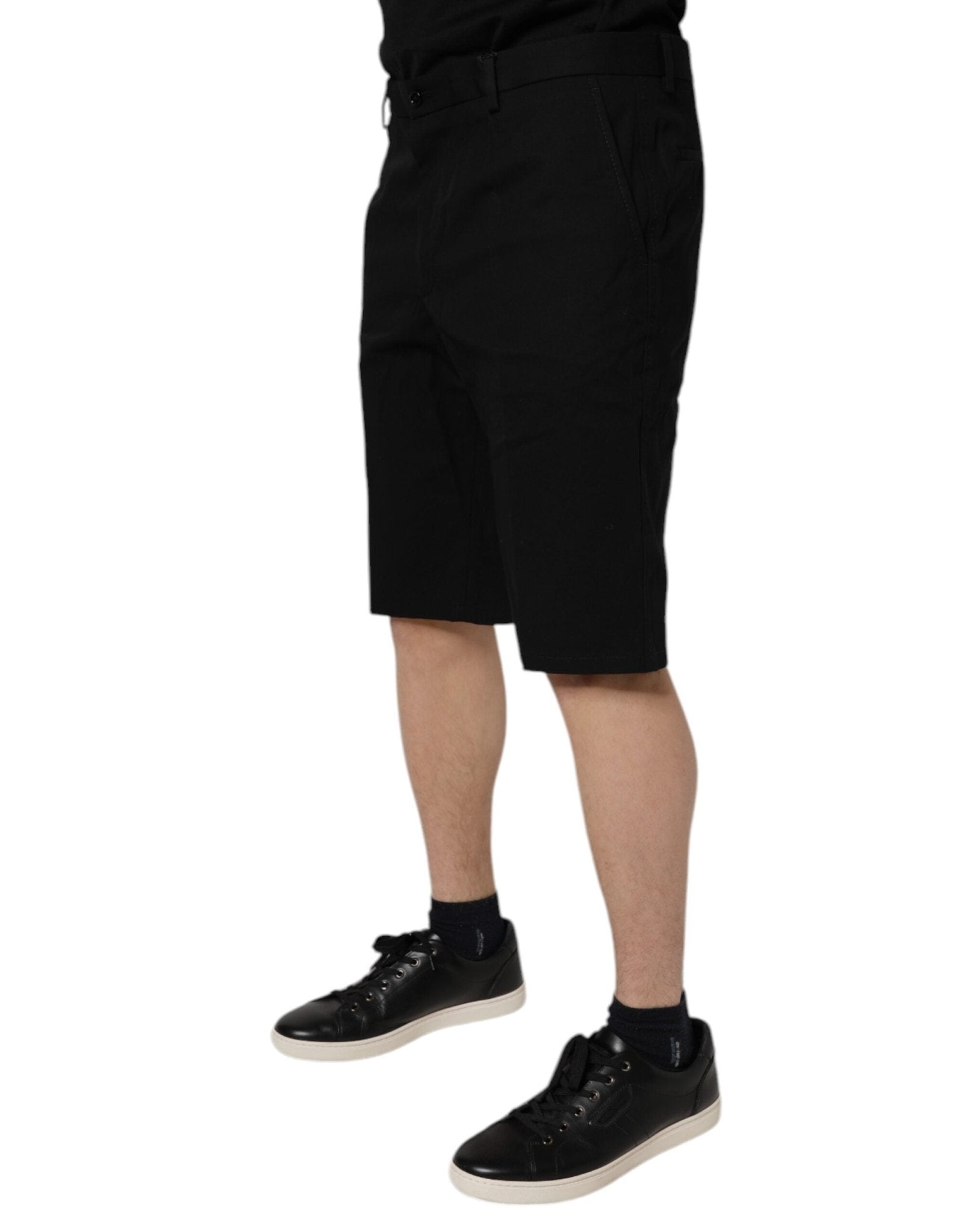 Dolce & Gabbana Black Cotton Stretch Mid Waist Bermuda Shorts - Sandy Store ByNet