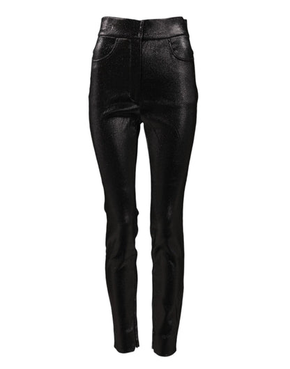 Dolce & Gabbana Black Cotton Stretch Silver Lurex Thread Pants – IT40|S par Dolce & Gabbana | Disponible sur Sandy Store ByNet