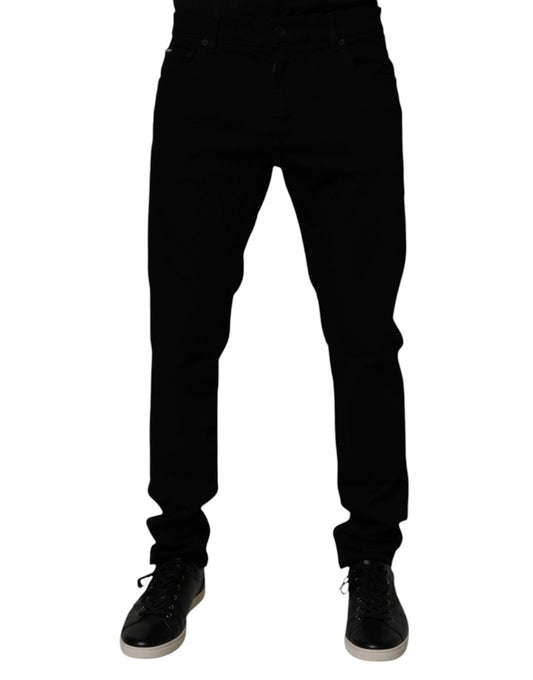 Dolce & Gabbana Black Cotton Stretch Slim Fit Men Denim Jeans – IT52 | XL par Dolce & Gabbana | Disponible sur Sandy Store ByNet