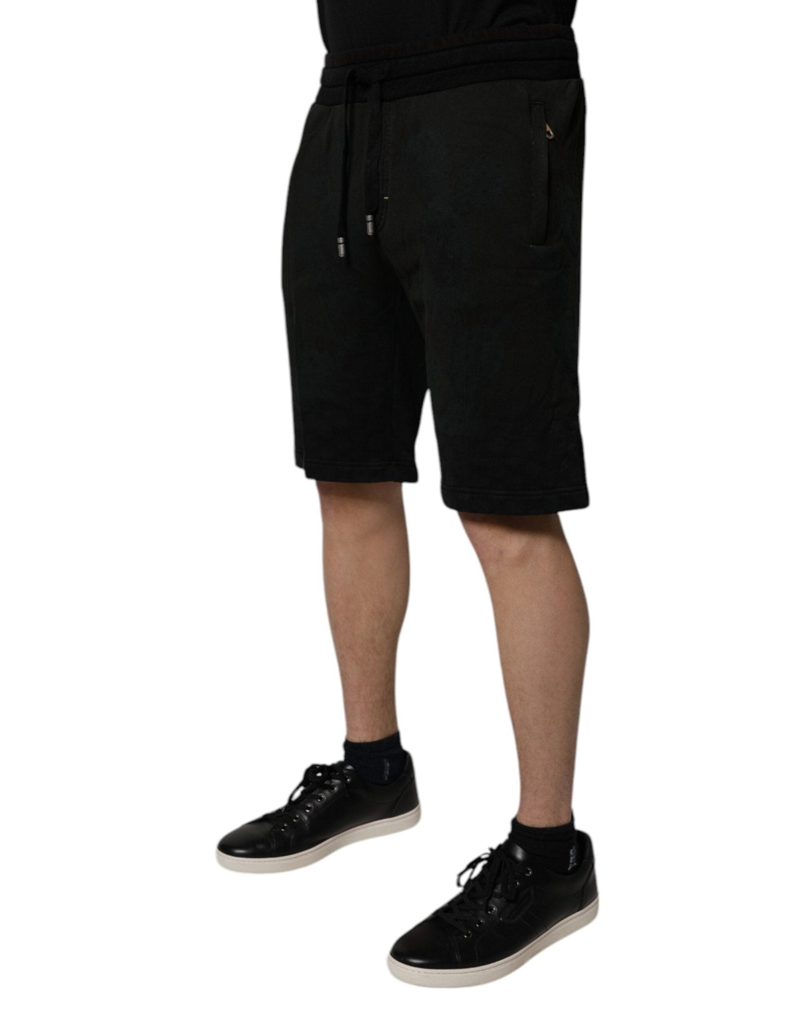 Dolce & Gabbana Black Cotton Sweatshorts Men Bermuda Shorts - Sandy Store ByNet