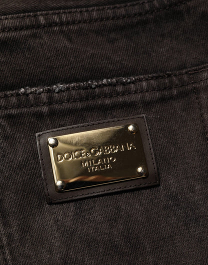 Dolce & Gabbana Black Cotton Tattered Denim Men Bermuda Short – IT48 | M par Dolce & Gabbana | Disponible sur Sandy Store ByNet