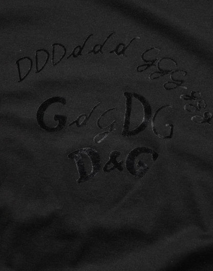 Dolce & Gabbana Black Cotton Velvet Logo Print Men T-shirt – IT44 | XS par Dolce & Gabbana | Disponible sur Sandy Store ByNet