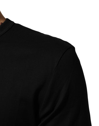 Dolce & Gabbana Black Cotton Velvet Logo Print Men T-shirt – IT44 | XS par Dolce & Gabbana | Disponible sur Sandy Store ByNet