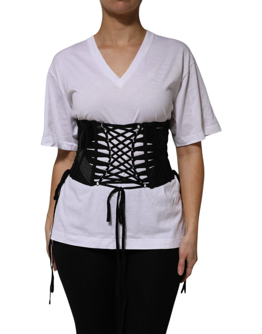 Dolce & Gabbana Black Cotton Waist LaceUp Strap Corset Belt – IT42|M par Dolce & Gabbana | Disponible sur Sandy Store ByNet