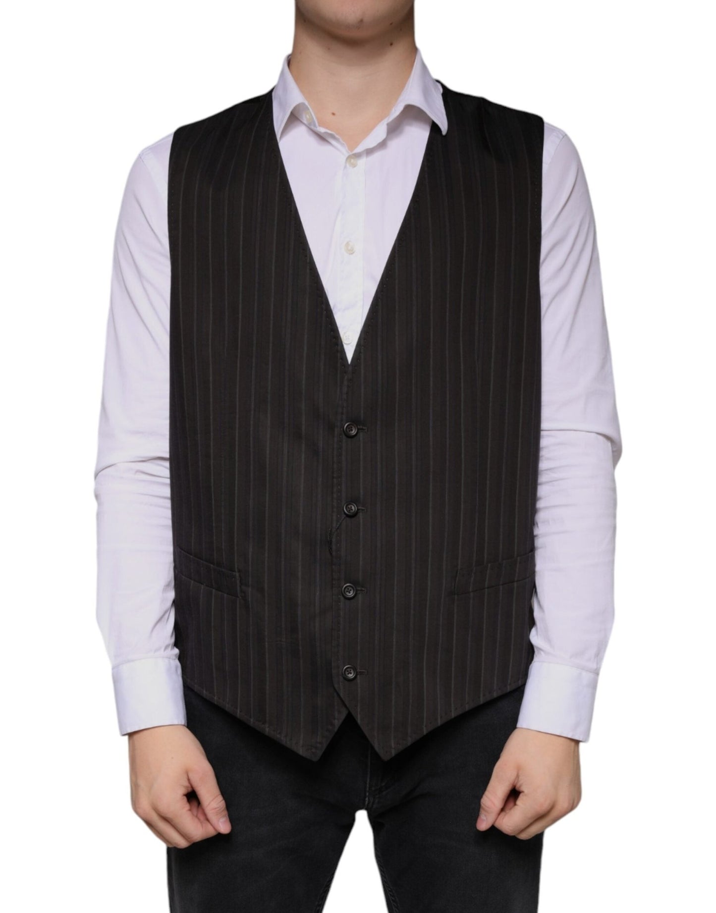 Dolce & Gabbana Black Cotton Waistcoat Dress Formal Vest – IT54 | XL par Dolce & Gabbana | Disponible sur Sandy Store ByNet