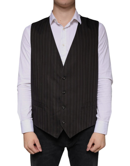 Dolce & Gabbana Black Cotton Waistcoat Dress Formal Vest – IT54 | XL par Dolce & Gabbana | Disponible sur Sandy Store ByNet