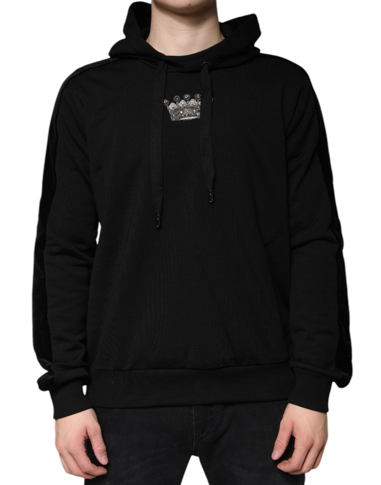 Dolce & Gabbana Black Crown Cotton Hooded Sweatshirt Sweater - Sandy Store ByNet