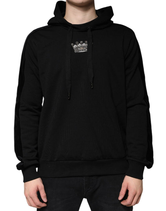Dolce & Gabbana Black Crown Cotton Hooded Sweatshirt Sweater - Sandy Store ByNet
