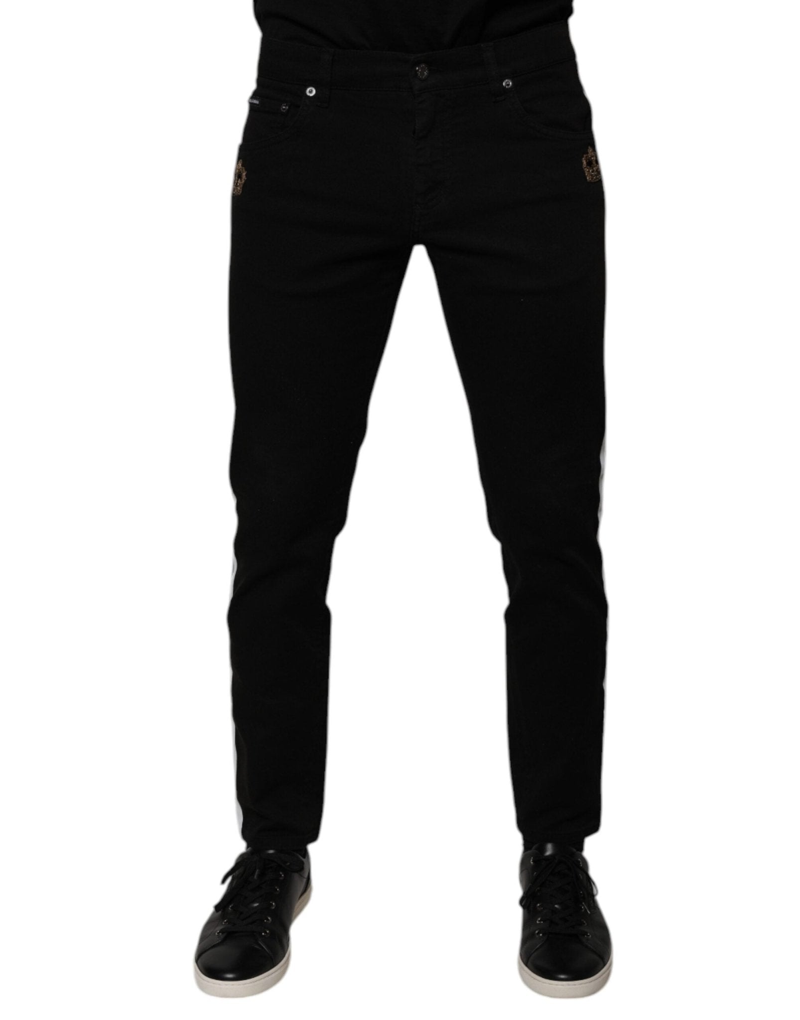 Dolce & Gabbana Black Crown White Lining Skinny Denim Jeans – IT48 | M par Dolce & Gabbana | Disponible sur Sandy Store ByNet