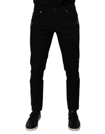 Dolce & Gabbana Black Crown White Lining Skinny Denim Jeans – IT48 | M par Dolce & Gabbana | Disponible sur Sandy Store ByNet