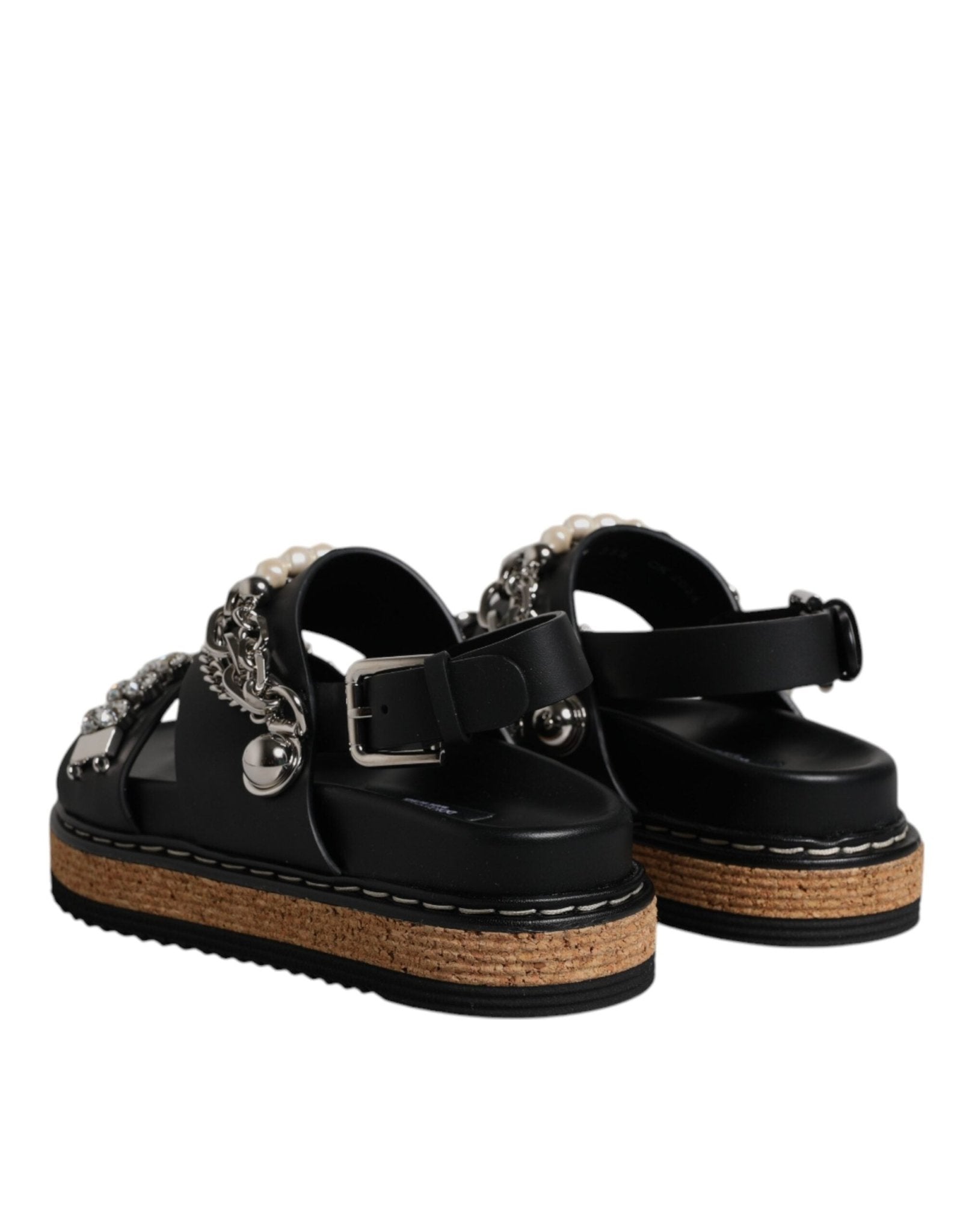 Dolce & Gabbana Black Crystal Embellish Strap Sandals Shoes - Sandy Store ByNet