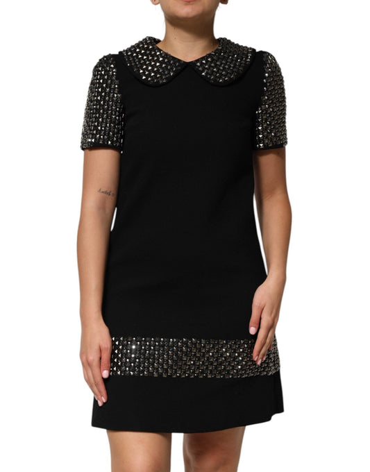 Dolce & Gabbana Black Crystal Embellished Collared Mini Dress – IT38 | XS par Dolce & Gabbana | Disponible sur Sandy Store ByNet