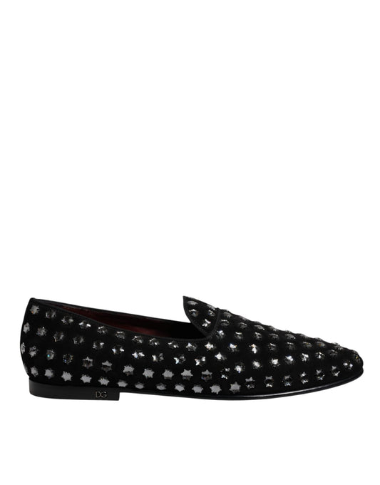 Dolce & Gabbana Black Crystal Embellished Loafers Dress Shoes - Sandy Store ByNet