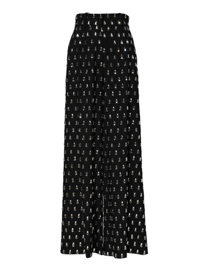 Dolce & Gabbana Black Crystal Embellished Wide Leg Pants – IT40|S par Dolce & Gabbana | Disponible sur Sandy Store ByNet