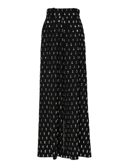 Dolce & Gabbana Black Crystal Embellished Wide Leg Pants – IT40|S par Dolce & Gabbana | Disponible sur Sandy Store ByNet