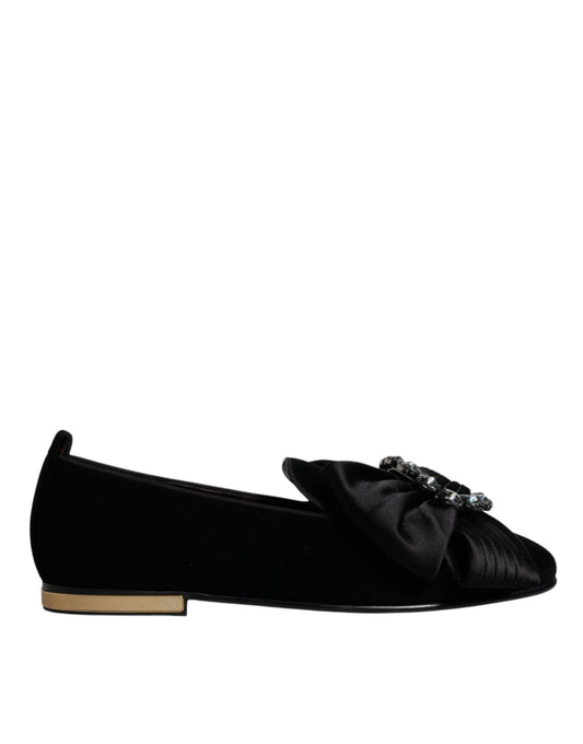 Dolce & Gabbana Black Crystal Flats Men Loafers Dress Shoes - Sandy Store ByNet