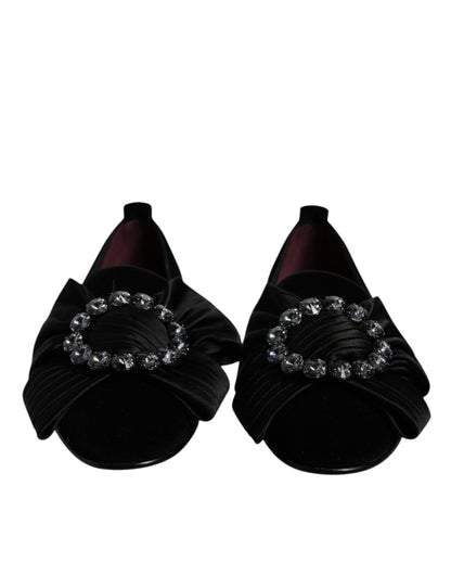 Dolce & Gabbana Black Crystal Flats Men Loafers Dress Shoes - Sandy Store ByNet