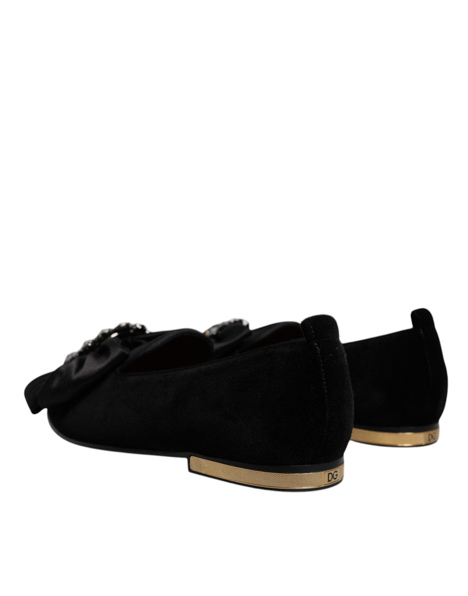 Dolce & Gabbana Black Crystal Flats Men Loafers Dress Shoes - Sandy Store ByNet