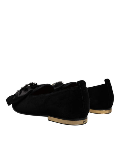 Dolce & Gabbana Black Crystal Flats Men Loafers Dress Shoes - Sandy Store ByNet