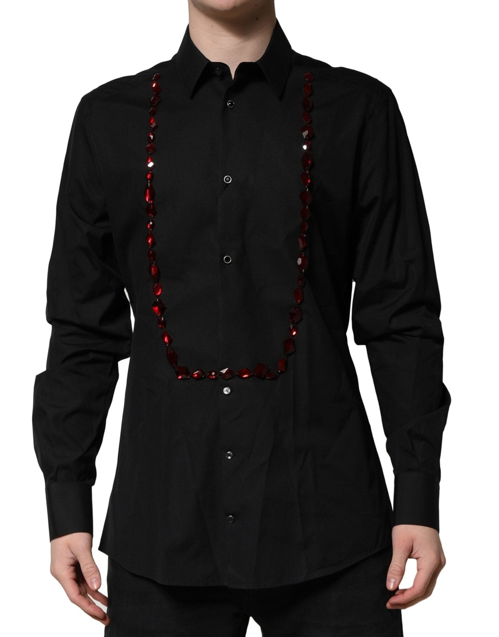 Dolce & Gabbana Black Crystal GOLD Formal Men Dress Shirt – IT42 | XL par Dolce & Gabbana | Disponible sur Sandy Store ByNet