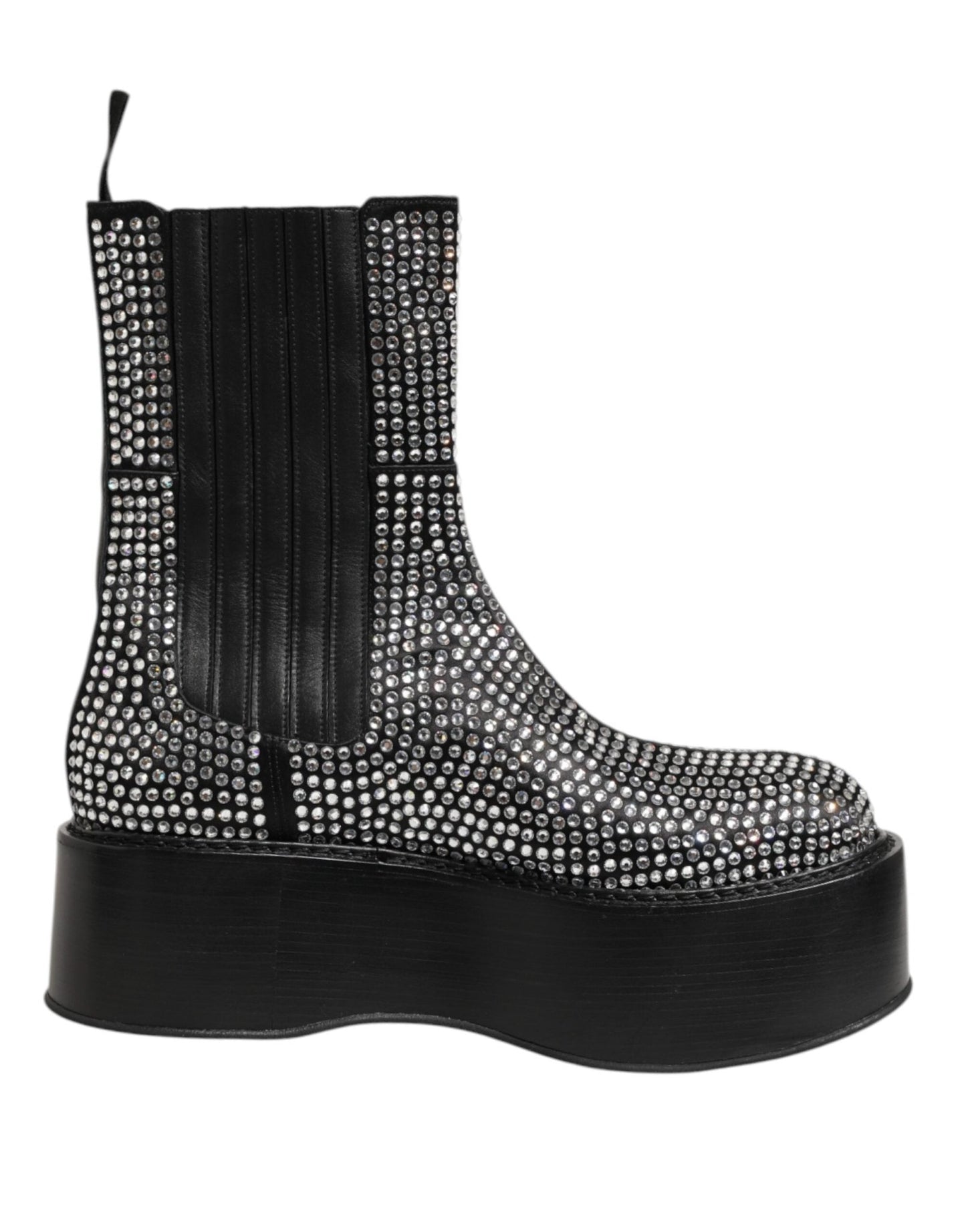 Dolce & Gabbana Black Crystal Strass Mid Calf Short Boots Shoes – EU44/US11 par Dolce & Gabbana | Disponible sur Sandy Store ByNet