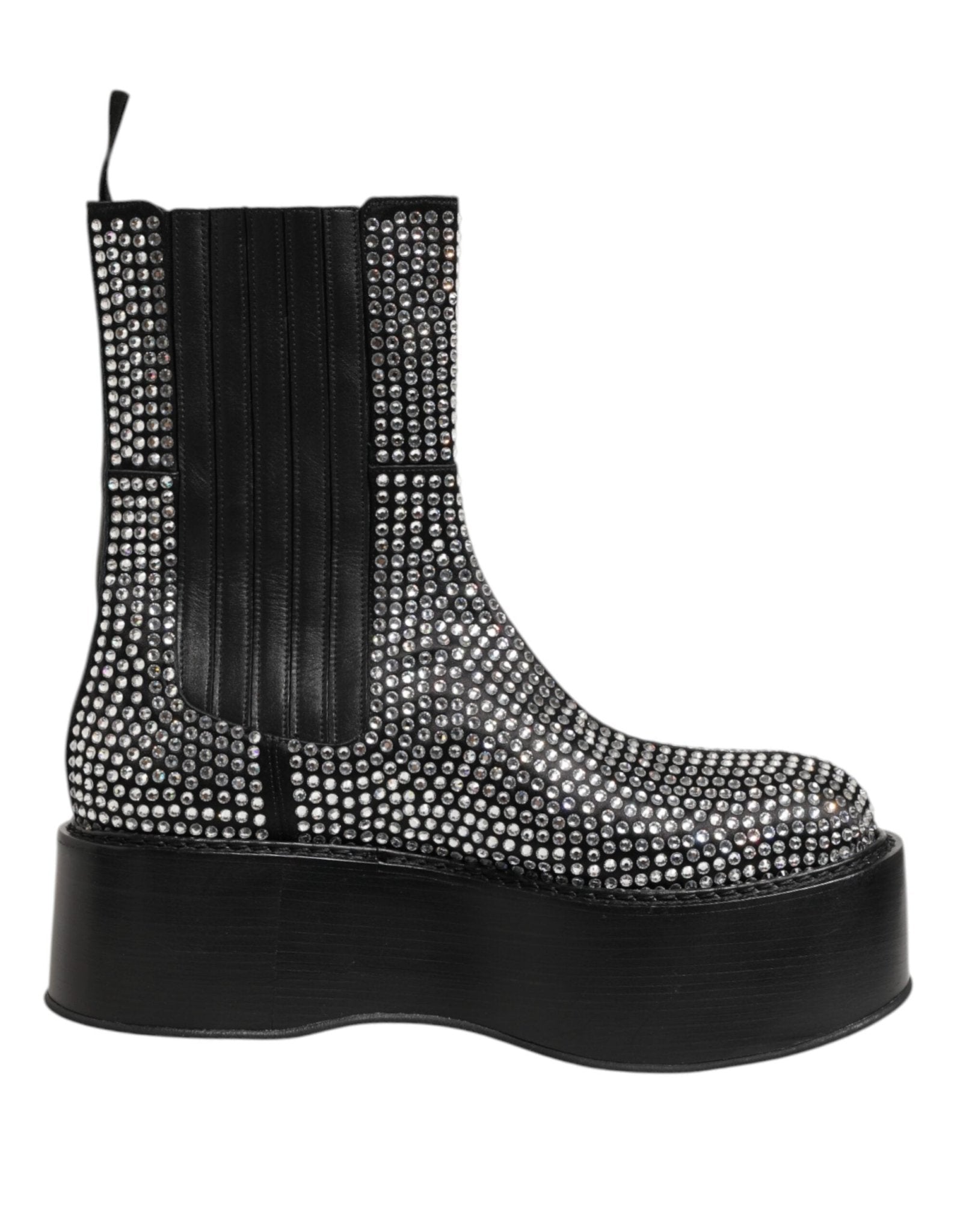 Dolce & Gabbana Black Crystal Strass Mid Calf Short Boots Shoes – EU44/US11 par Dolce & Gabbana | Disponible sur Sandy Store ByNet