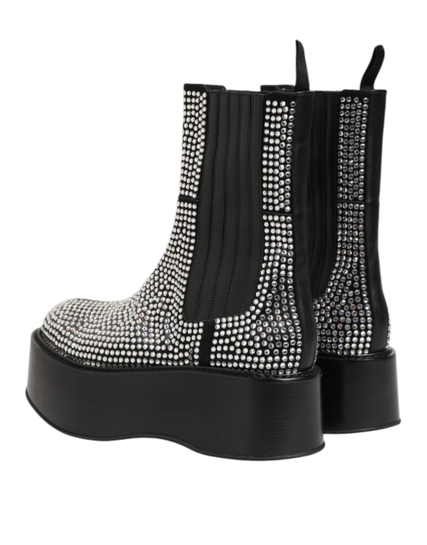 Dolce & Gabbana Black Crystal Strass Mid Calf Short Boots Shoes – EU44/US11 par Dolce & Gabbana | Disponible sur Sandy Store ByNet