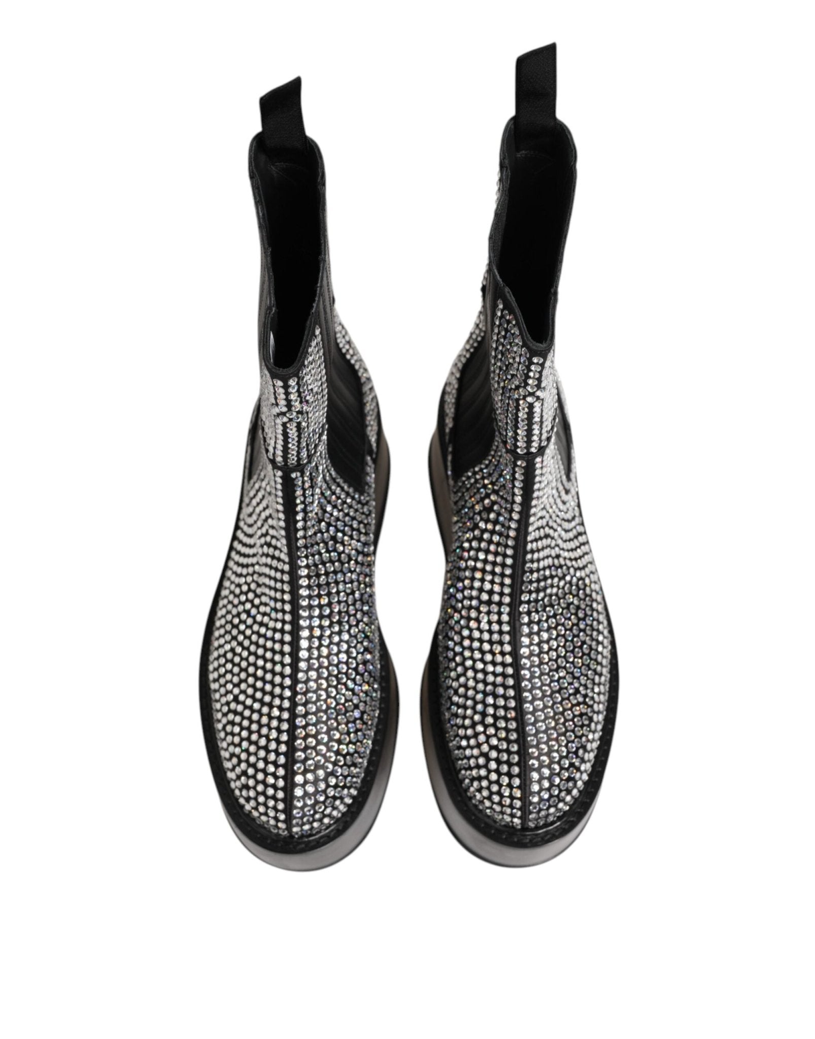 Dolce & Gabbana Black Crystal Strass Mid Calf Short Boots Shoes – EU44/US11 par Dolce & Gabbana | Disponible sur Sandy Store ByNet