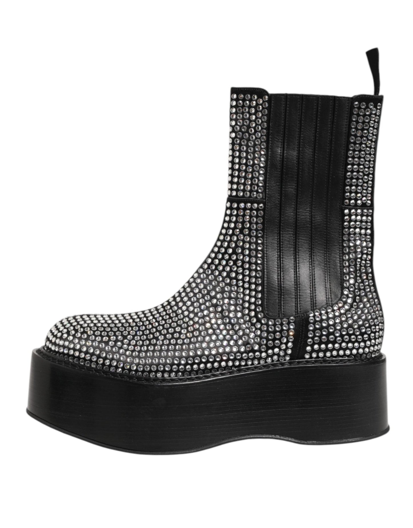 Dolce & Gabbana Black Crystal Strass Mid Calf Short Boots Shoes – EU44/US11 par Dolce & Gabbana | Disponible sur Sandy Store ByNet