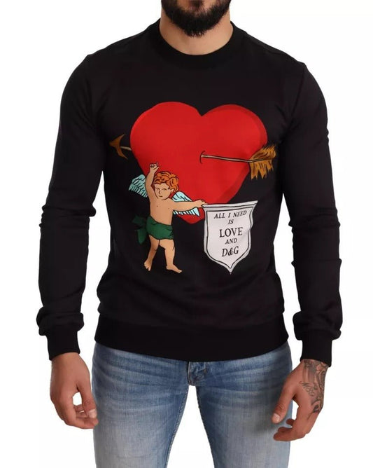 Dolce & Gabbana Black Cupid Print Hoodie Sweatshirt Sweater - Sandy Store ByNet