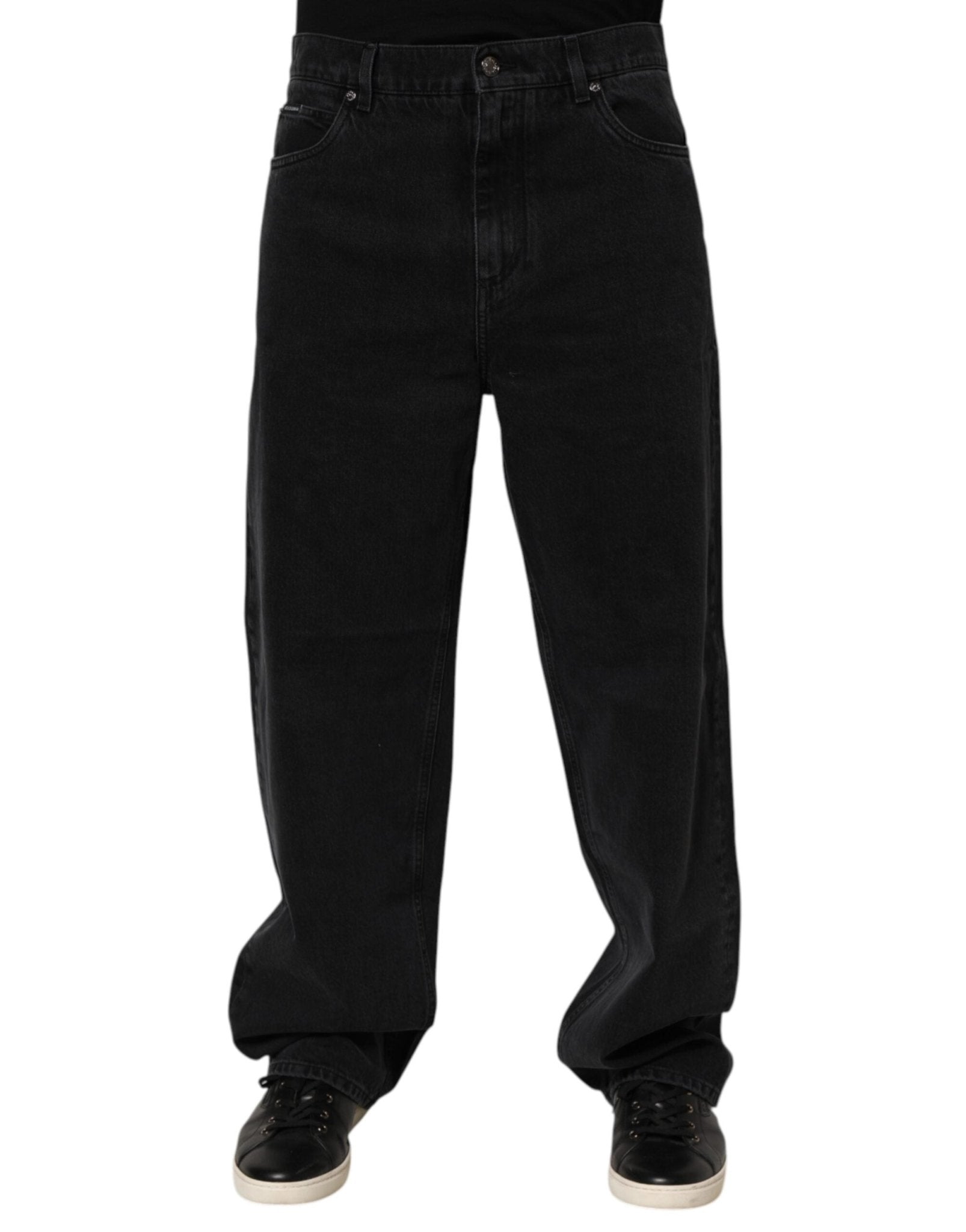 Dolce & Gabbana Black Denim Wide Leg Relaxed Fit Pants Jeans – IT50 | L par Dolce & Gabbana | Disponible sur Sandy Store ByNet