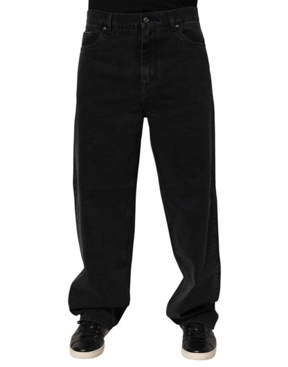 Dolce & Gabbana Black Denim Wide Leg Relaxed Fit Pants Jeans – IT50 | L par Dolce & Gabbana | Disponible sur Sandy Store ByNet