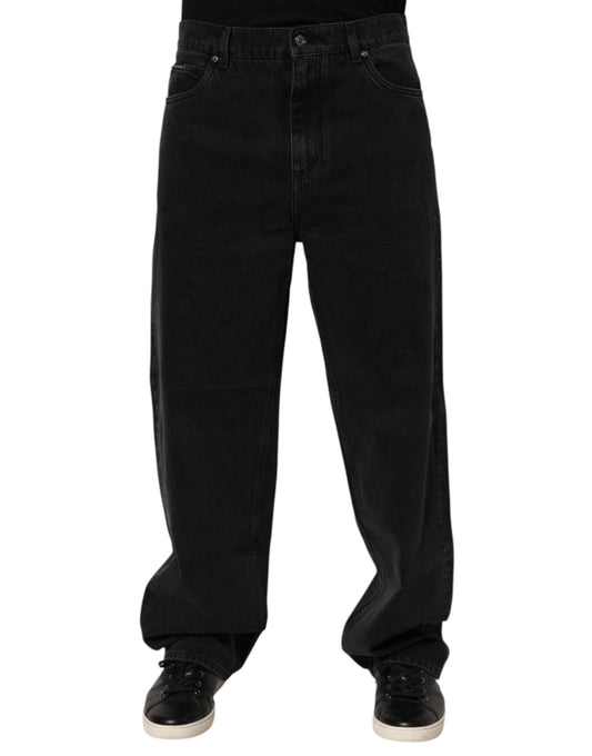 Dolce & Gabbana Black Denim Wide Leg Relaxed Fit Pants Jeans – IT50 | L par Dolce & Gabbana | Disponible sur Sandy Store ByNet